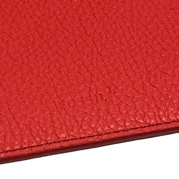 Fossil Emma Pouch Neon Coral Pebbled Leather - Picture 4 of 11